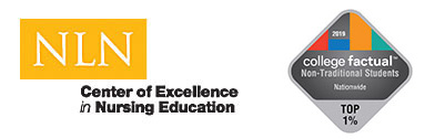 National League of Nursing Logo and College Factual 1% Logo